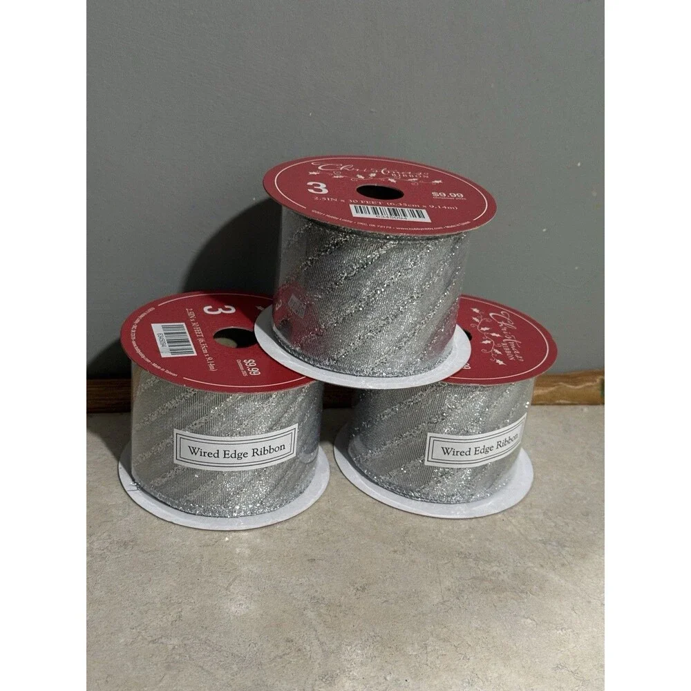 NEW 3 roll wired edge ribbon 2.5